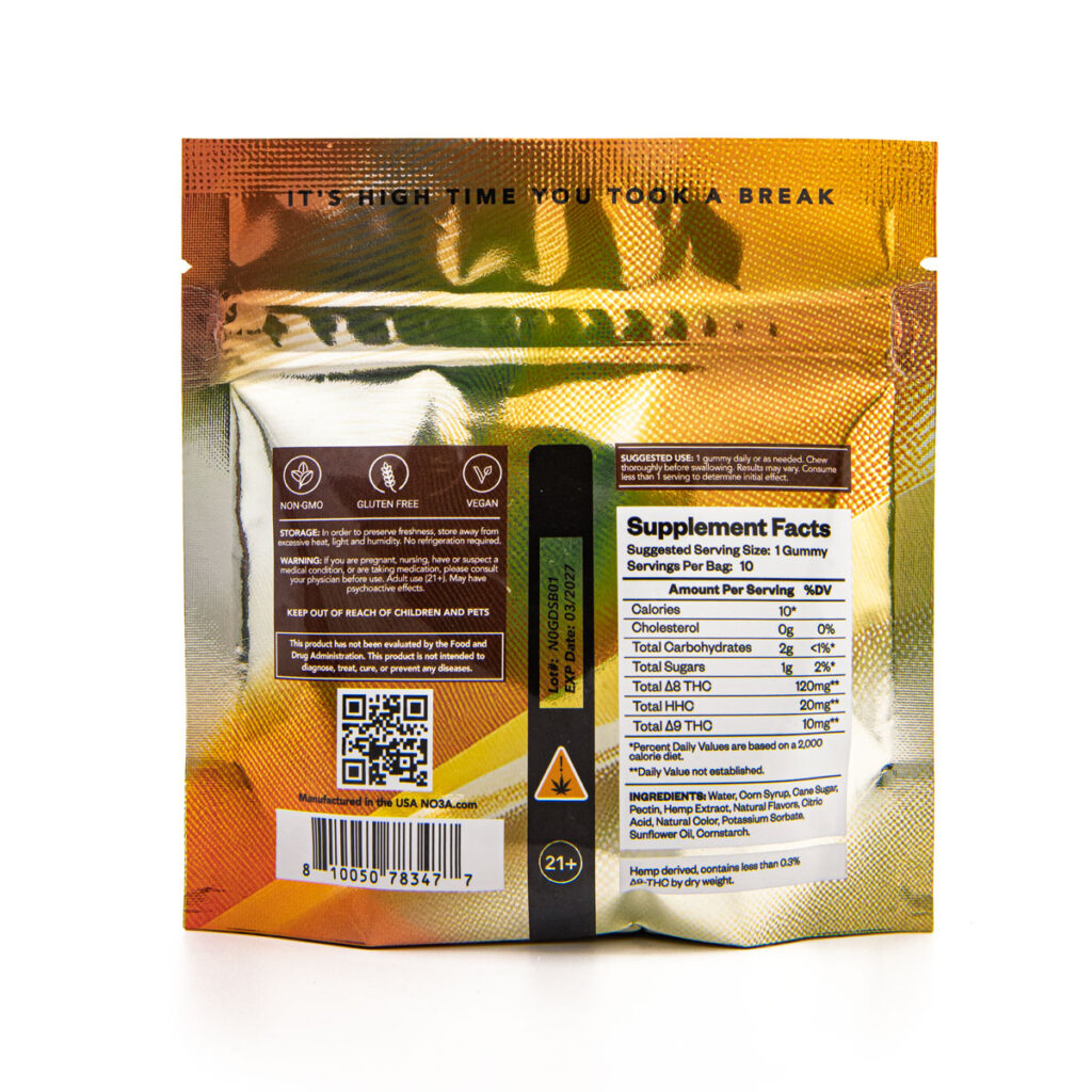 D9 gummies - gold strawberry banana no3a back